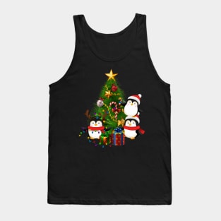 Funny Christmas Penguin Tshirt Christmas Tree Lights Baubles Tank Top